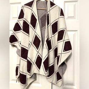 Women’s maroon and cream Poncho sweater